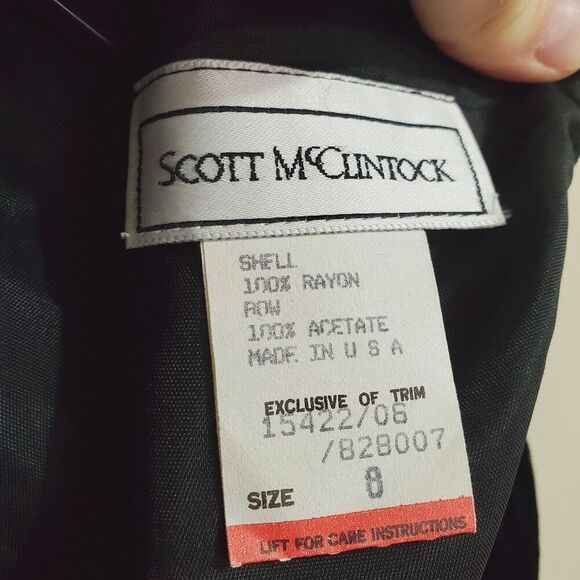 Vintage Scott McClintock Dress Velvet Size 8 Small Taffeta Bow Waist Cumberbund - Picture 6 of 9